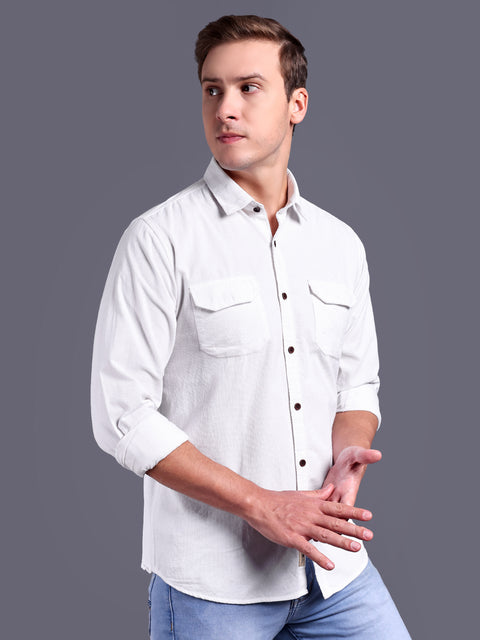 MEN WHITE CORDUROY SHIRT