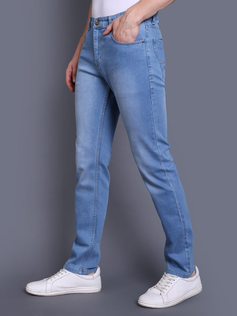 Men Ice Blue Regular Fit Jeans