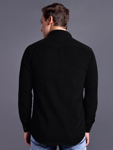 Men Black Corduroy Shirt