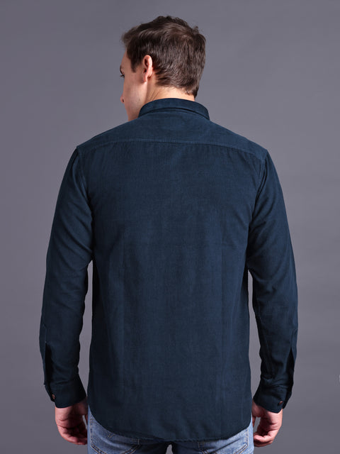MEN NAVY BLUE CORDUROY SHIRT