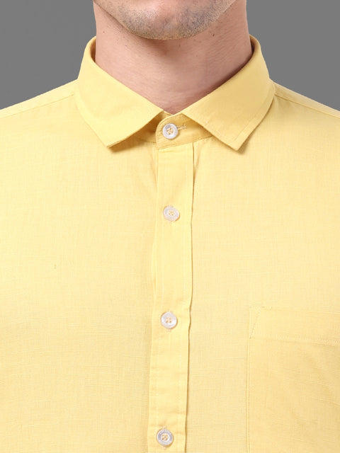 Men Mustard Linen Shirt