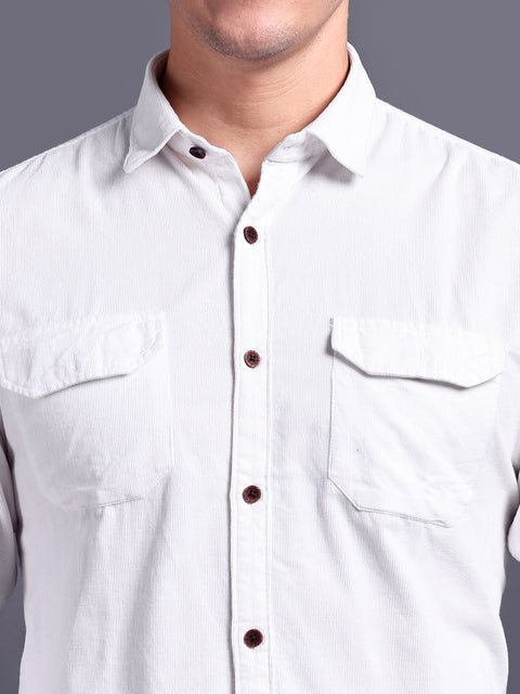 MEN WHITE CORDUROY SHIRT