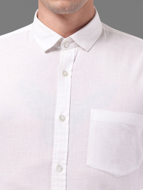 Men White Linen Shirt