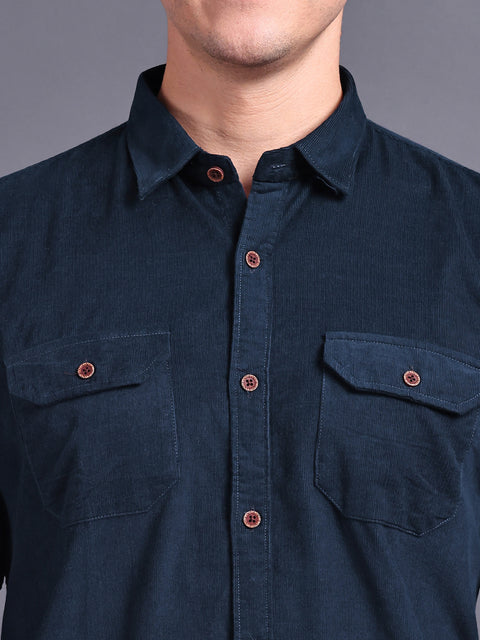 MEN NAVY BLUE CORDUROY SHIRT