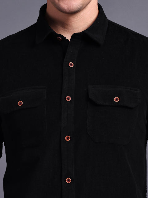Men Black Corduroy Shirt
