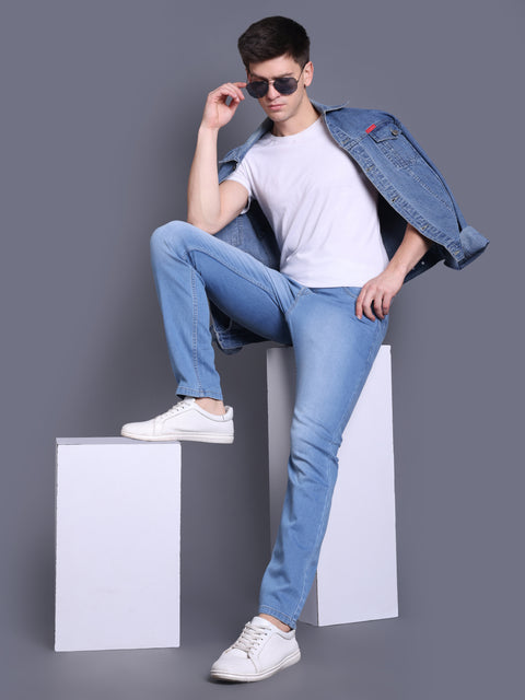Men Ice Blue Regular Fit Jeans
