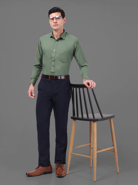 Men Forest Green Linen Shirt