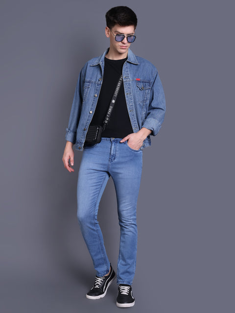Men Light Blue Denim Regular Fit Jeans