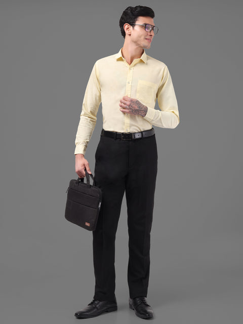 Men Light Yellow Linen Shirt