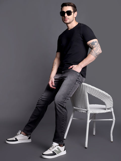 Men Charcoal Black Regular Fit Jeans