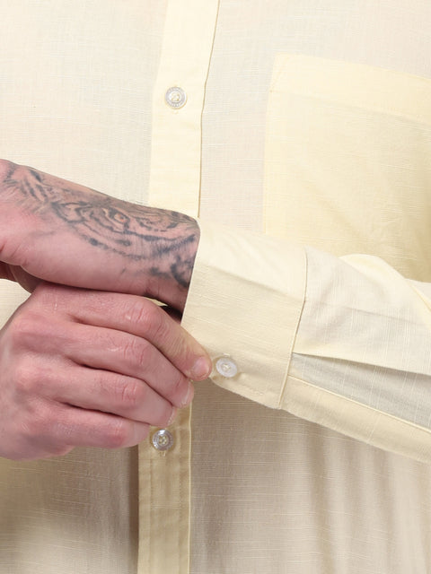 Men Light Yellow Linen Shirt