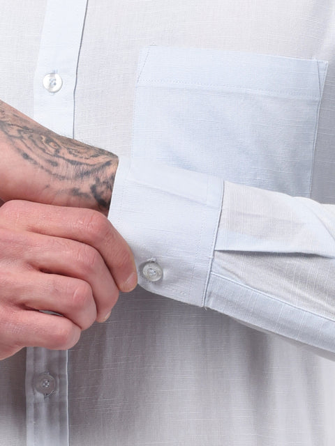 Men Ice Blue Linen Shirt