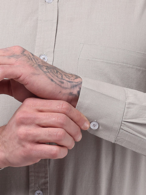 Men Grey Linen Shirt