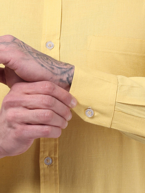 Men Mustard Linen Shirt