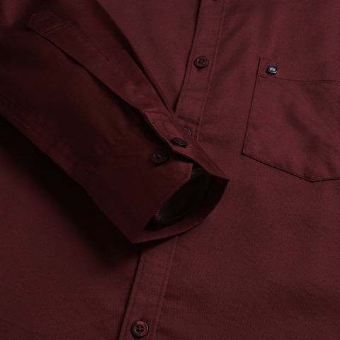 Men Burgundy Satin Cotton Shirt