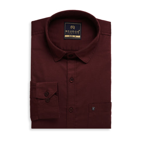 Men Burgundy Satin Cotton Shirt