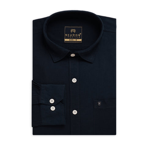 Men's Navy Blue Linen Shirt