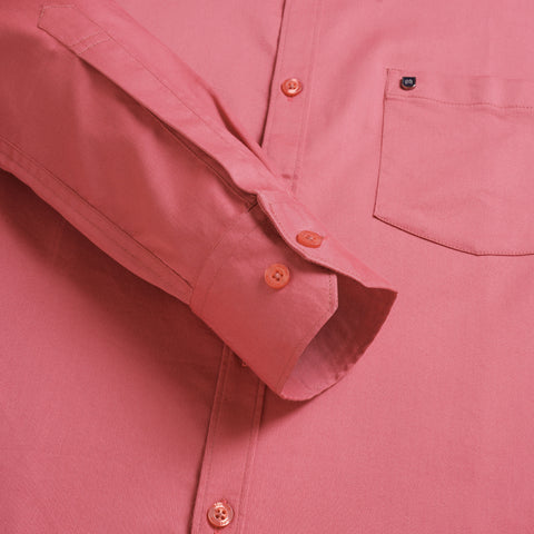 Men Pink Satin Cotton Formal Shirt