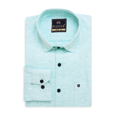 Men Sky Blue Cotton Neps shirt