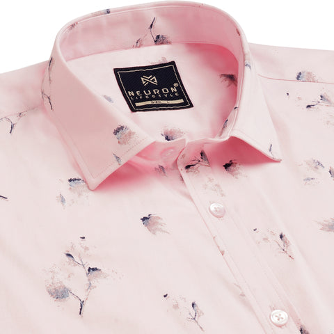 Men Pink Floral Printed Full Sleeves Shirt