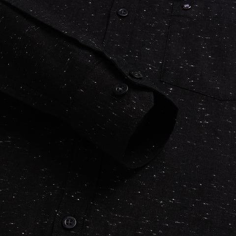 Men Black Cotton Neps Shirt
