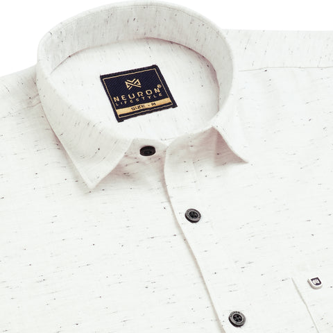 Men White cotton Neps Shirt
