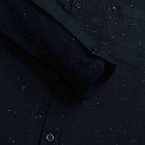 Men Navy Blue Cotton Neps Shirt