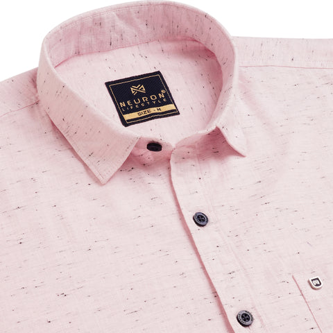 Men Pink Cotton Neps Shirt