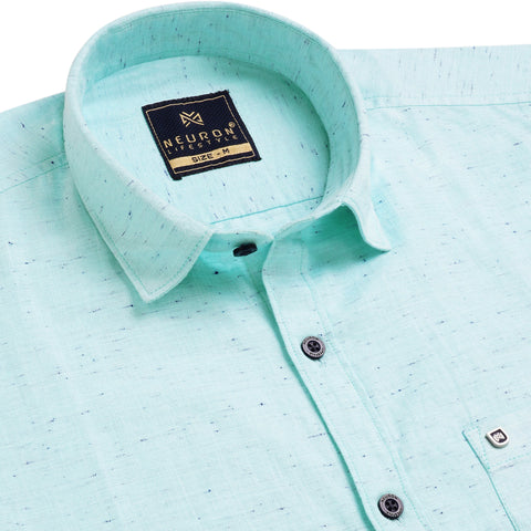 Men Sky Blue Cotton Neps shirt