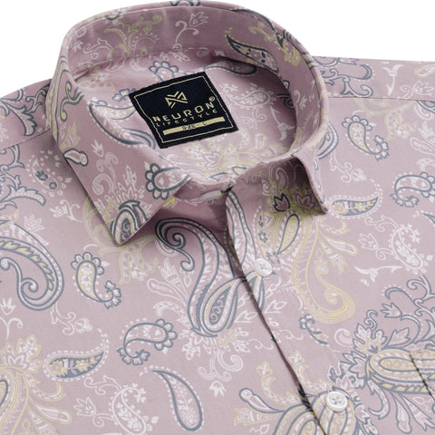 Men Pink Printed Half Sleeves Shirt