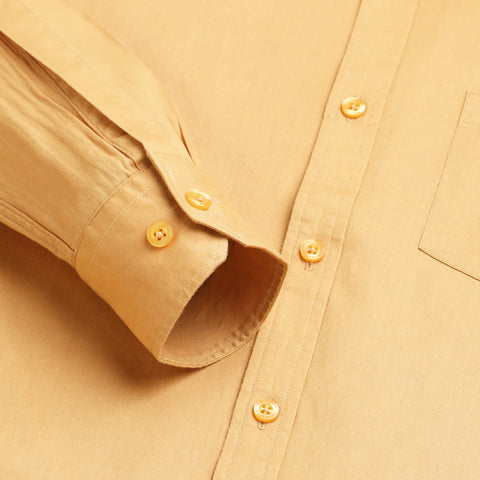 Men Beige Solid Cotton Shirt