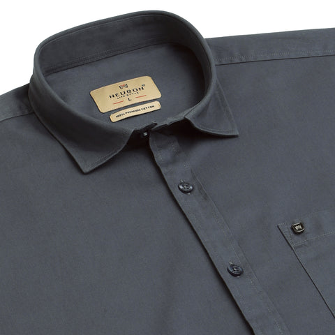 Men Steel Grey Solid Cotton shirt
