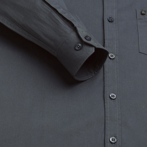 Men Steel Grey Solid Cotton shirt