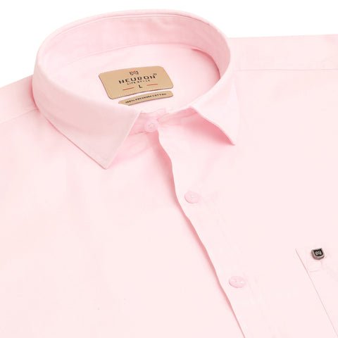 Men Soft Pink Solid Cotton Shirt