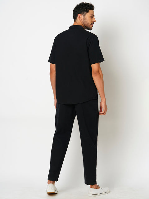 Men Black Solid Co-ord Set