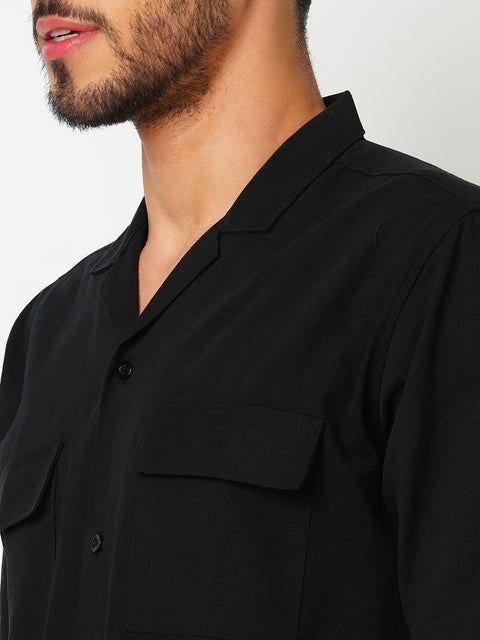 Men Black Solid Co-ord Set