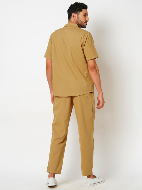 Men Beige Solid Co-ord Set