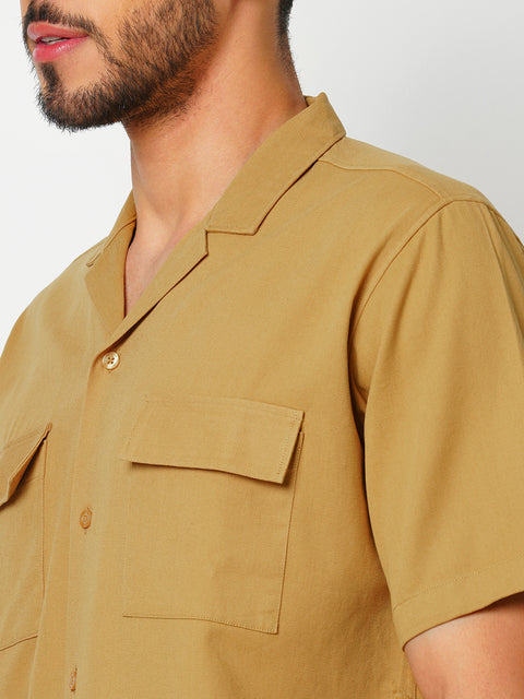 Men Beige Solid Co-ord Set