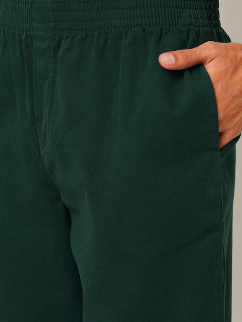 Men Bottle Green Solid Co-ord Set