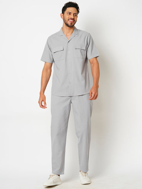 Men Grey Solid Co-ord Set