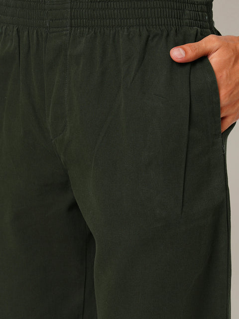 Men OLive Green Solid Co-ord Set