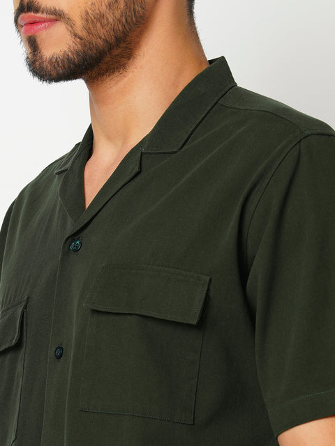 Men OLive Green Solid Co-ord Set