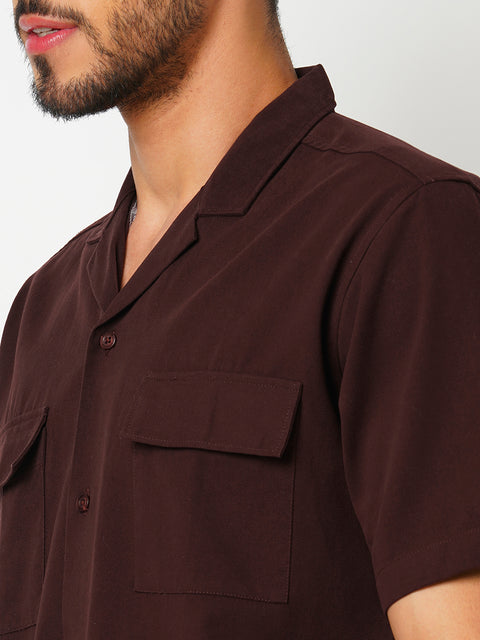 Men Rasberry  Solid Co-ord Set