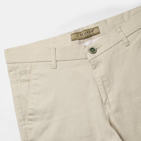 Men Cream Dobby Trouser