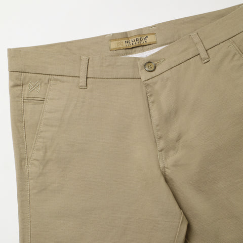 Men Beige Dobby Trouser