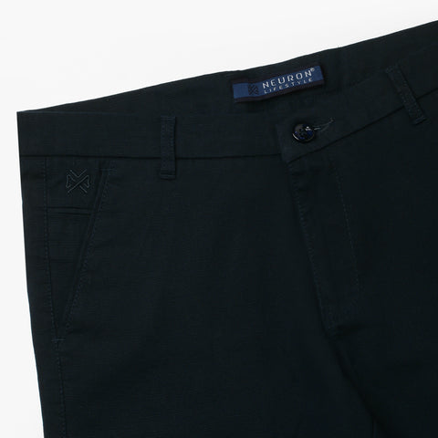 Men Navy Blue Dobby Trouser