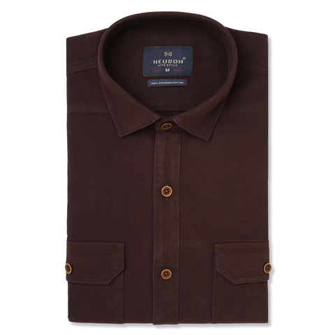 Men's Black Rasberry Double Pocket Casual Shirt
