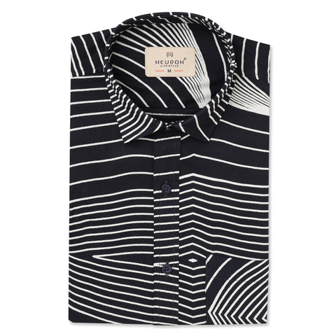 White Line Black Half Sleeves Shirt