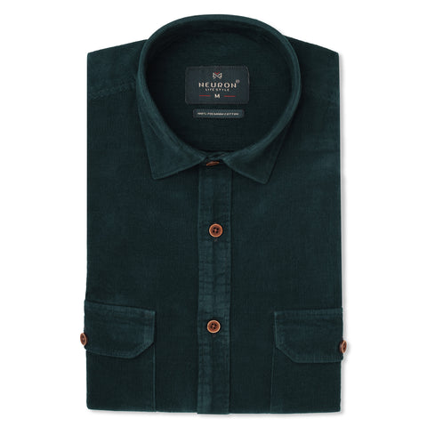 Men Royal Blue Corduroy Shirt