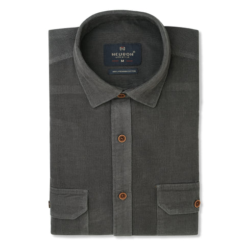 Mid Grey Corduroy Shirt